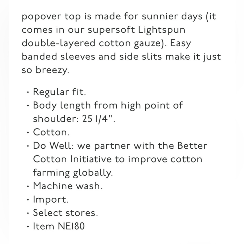 MADEWELL LIGHTSPUN LAKELINE POPOVER TOP - Picture 8 of 8